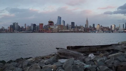 Motion Control Time-lapse of the Empire State Building and Full Moon Rising Stock Footage 74133827
