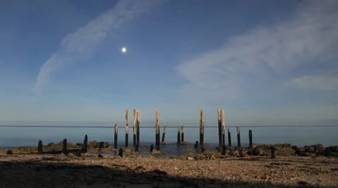 Motion control timelapse of Port Willunga, South Australia at night. Video stock 57356667