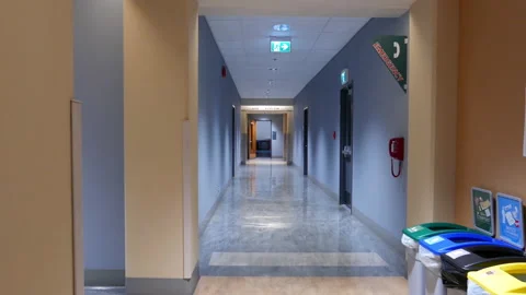 Motion of corridor inside empty college compus with 4k resolution Stock Footage 94723951