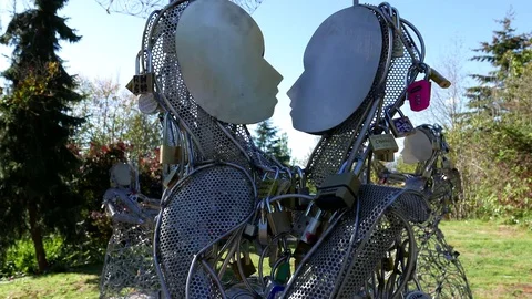 Motion of couple dance statue at Queen Elizabeth Park Video stock 71390235