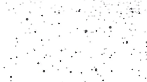 Motion design black particles move smoothly across the screen. White background Illustrazione stock