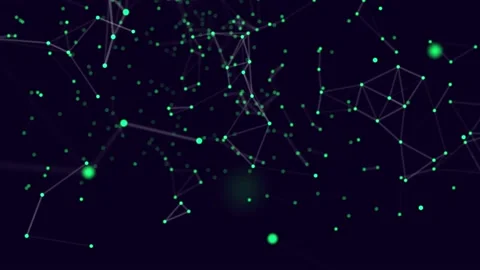 Motion design of the connection between particles. Green circles on a dark Stock Footage 229490408