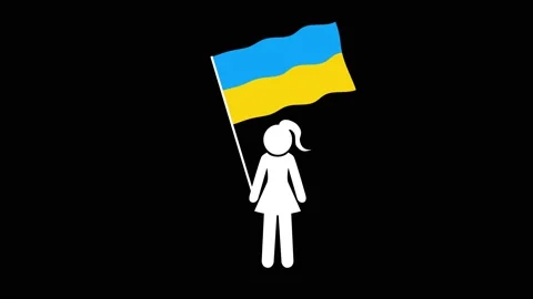 Motion design element. Girl with the flag of ukraine Stock Footage 177050751