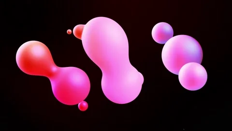 Motion design. Smooth animation of bubbles, metaball with inner red glow. 3d Stock Footage 159375534