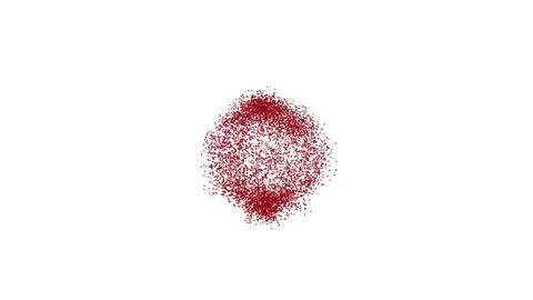 Motion design sphere of red dots decays 4k. A red sphere on a white background Stock Illustration