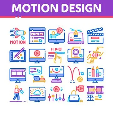 Motion Design Studio Collection Icons Set Vector Stock Illustration