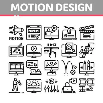 Motion Design Studio Collection Icons Set Vector イラスト素材