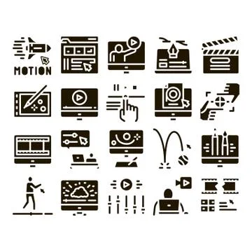Motion Design Studio Glyph Set Vector Ilustración de archivo