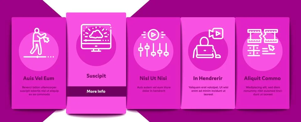 Motion Design Studio Onboarding Elements Icons Set Vector Illustrazione stock