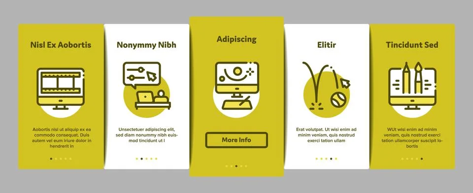 Motion Design Studio Onboarding Elements Icons Set Vector Illustrazione stock