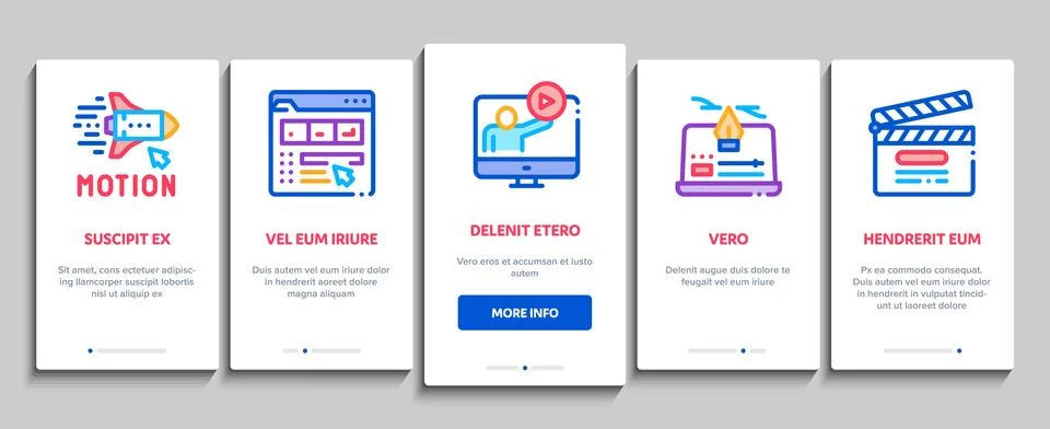 Motion Design Studio Onboarding Elements Icons Set Vector 스톡 일러스트
