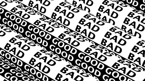 Motion design titles. loopable animation. Good and bad words. Stock Footage 168083417