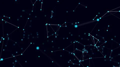 Motion design turquoise particle coupling. Motion graphics blue dust connected 스톡 일러스트
