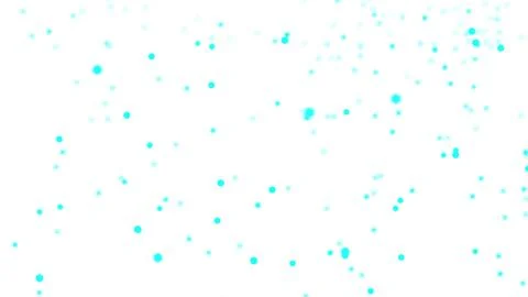 Motion design turquoise particles move slowly across the screen. White Stockillustratie