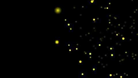 Motion design yellow particles move smoothly over a black background. Motion Stock Illustration