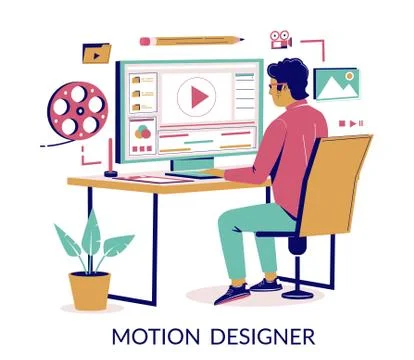 Motion designer vector concept for web banner, website page Illustrazione stock