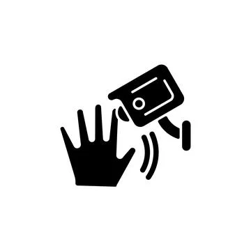 Motion detection camera black glyph icon Stock Illustration