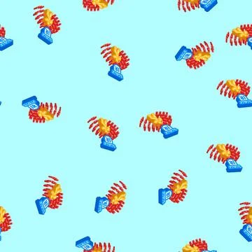 Motion detection sensor module isometric icon seamless pattern Stock Illustration