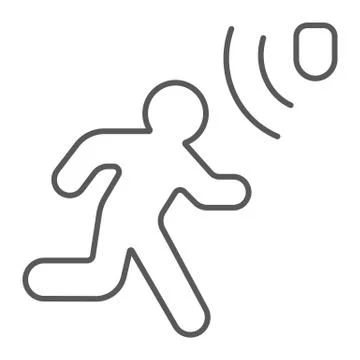 Motion detection thin line icon, security detector Ilustração Stock
