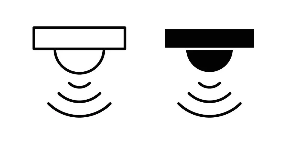 Motion detector icon pack with silhouette and stroke web icons 스톡 일러스트