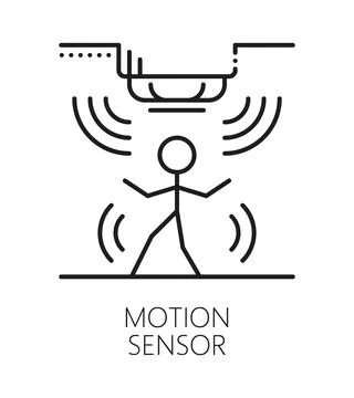 Motion detector smart sensor line icon or sign Stock Illustration