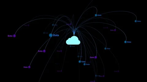 Motion of Digital Data in Shape of Data Tree Cloud Vídeo Stock 124086269