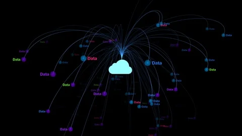 Motion of Digital Data Tree Cloud Network Stock Footage 123858834