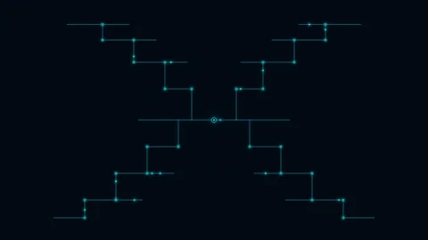 Motion of Digital Neural Network Tree Structure in Dynamic Data Flow Visual.. Stock Footage 342647678