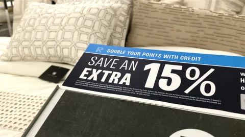 Motion of display bed save an extra fifteen percent inside The bay store Stock Footage 65559840