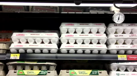 Motion of display eggs inside Walmart store Stock Footage 67837574