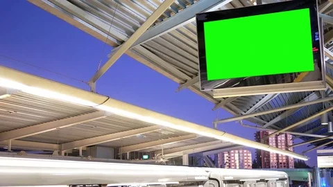 Motion of the display green screen tv at platform in Burnaby BC Canada 스톡 동영상 83296318