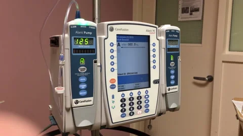 Motion of display intravenous injection system machine in hospital Stock Footage 113792079