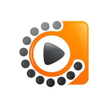Motion dot media player Video Logo Design Template Stock Illustration