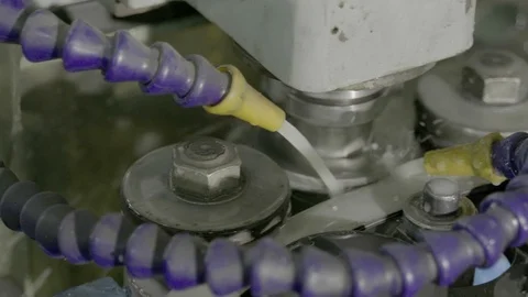 Motion of drilling machine. Drilling steel and water cooling part in industrial Stock Footage 126322704