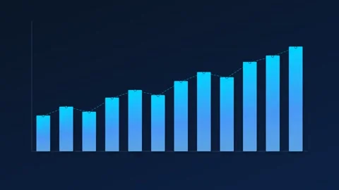 Motion of Dynamic Blue Bar Graphs Showing Growth Trends in Data Visualization 库存影片 342561097