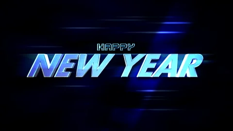 Motion effect Happy New Year text on black gradient Video stock 250576295