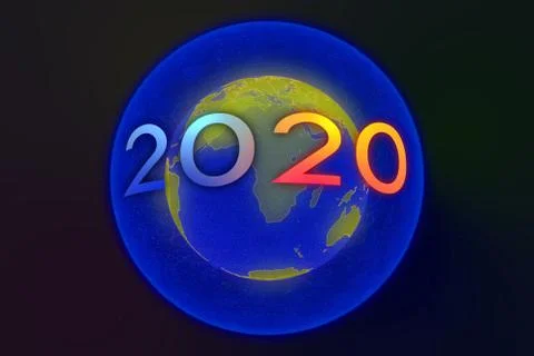 Motion element world 2020 in space Illustrazione stock