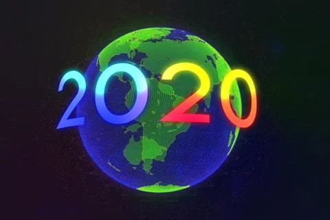 Motion element world 2020 in space Illustrazione stock