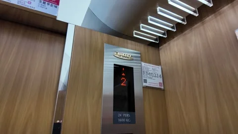 Motion of elevator digital display B1 to second floor inside the mall Stock Footage 288409506
