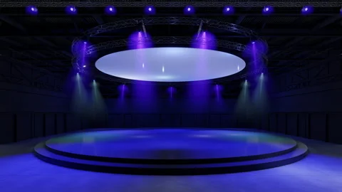 Motion Empty stage Design in hall for Display.Scene event led night light. Stock Footage 172529999