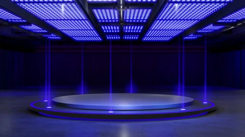Motion Empty stage Design in hall for Display.Scene event led night light. Stock Footage 172535237