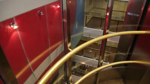 Motion escalator. Ferryboat interior. Video stock 72920401