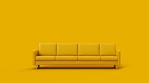 Motion expand of yellow sofa. 3d rendering Stock Footage 158321926
