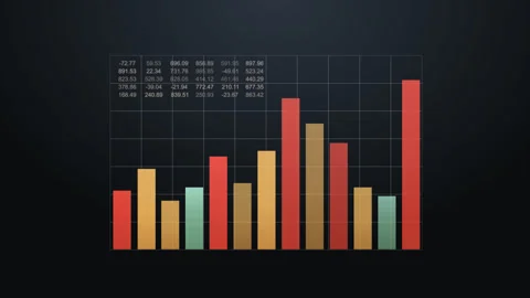 The motion of financial indicators using bar charts to understand the growing Stock-Footage 260523210