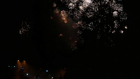 Motion of firework display on Canada day for celebrating Canada 150 years Video stock 139190915