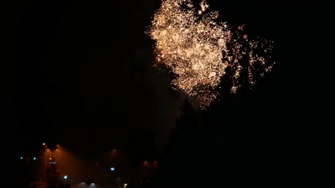 Motion of firework display on Canada day for celebrating Canada 150 years Stock Footage 139244819
