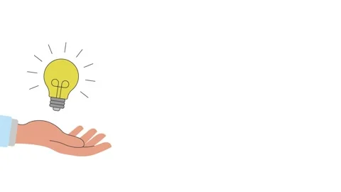 Motion flat design art animation hands holding a floating bright light bulb Stock Footage 301079486