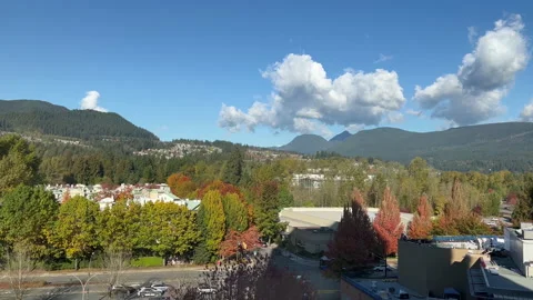 The motion of flying clouds and city view with 4k resolution Video stock 221374120