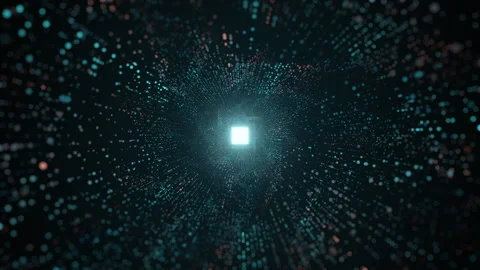 Motion Flying Digital Tunnel Technological Tunnel with Matrix Binary Code Stock Footage 148287701