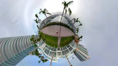 Motion footage tiny planet Miami Beach Marina Florida USA Stock Footage 85771853